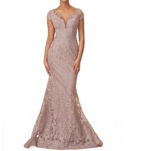 NEW DAYMOR embroidered mermaid gown in biscotti